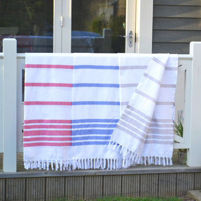 Red white online and blue towels