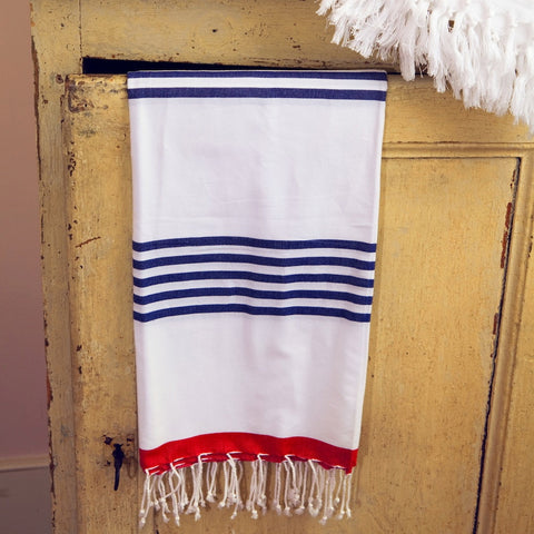 Navy/Red Marine Hammamas Cotton Towel
