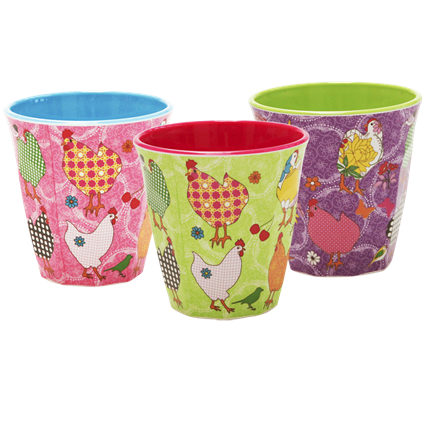 Set of 3 Melamine Hen Cups