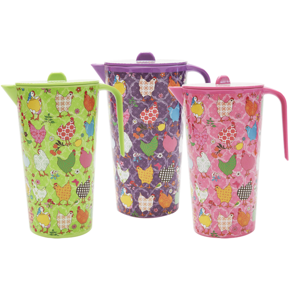 Melamine Hen Jug in Pink, Green or Purple