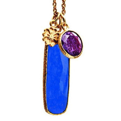 Hera Lapis Blue & Ruby Pendant Necklace