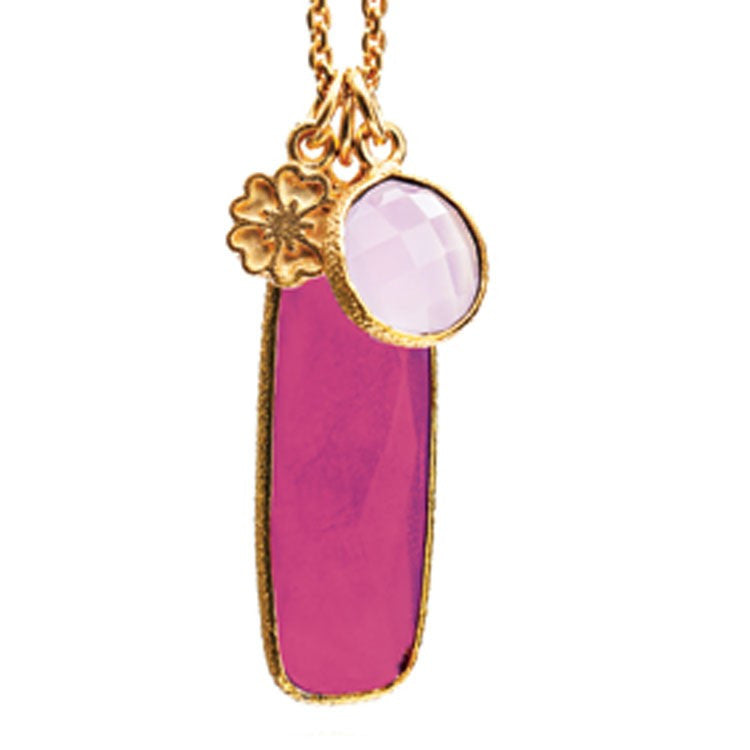 Fuschia Chalcedony & Rose Quartz Hera Pendant Necklace