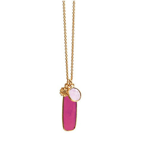 Fuschia Chalcedony & Rose Quartz Hera Pendant Necklace