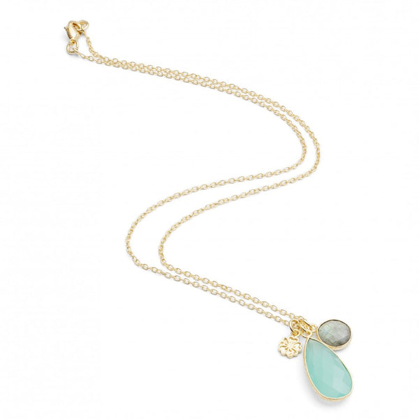 Aqua Chalcedony & Labradorite Hera Teardrop Pendant Necklace