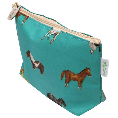 Teal Horses Cosmetic Bag