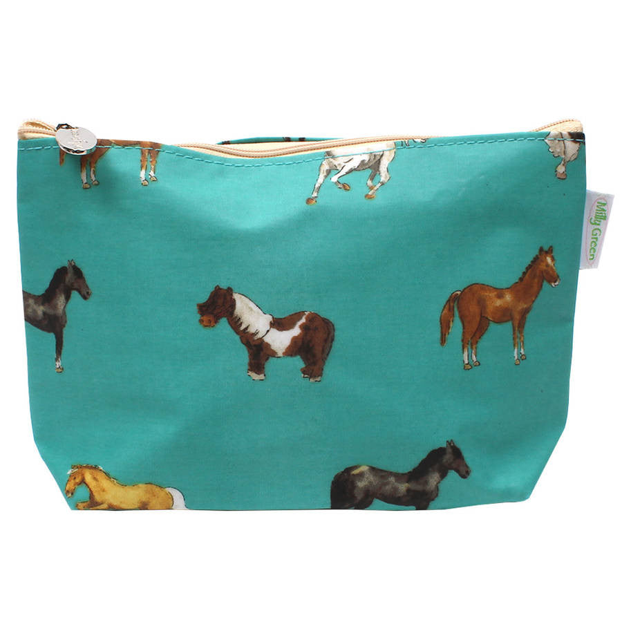 Teal Horses Cosmetic Bag