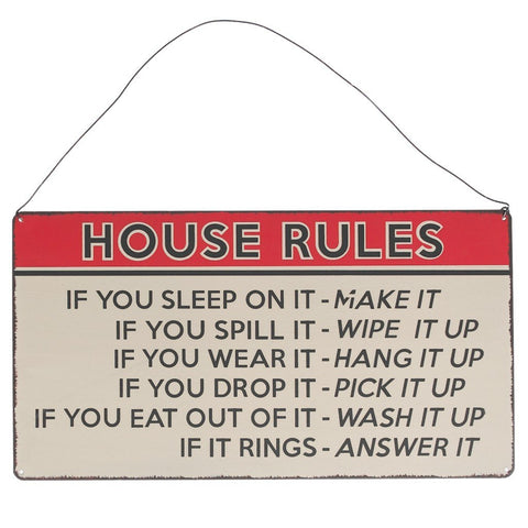 House Rules Hanging Metal Sign