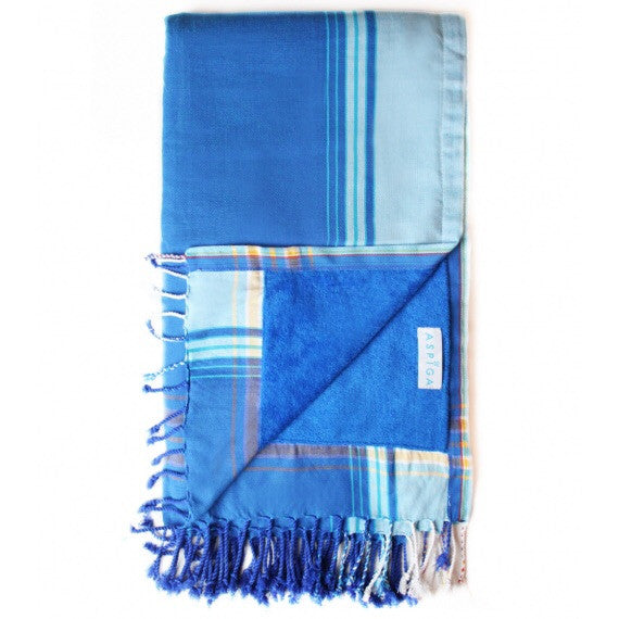 Gari Blue Cotton Kikoy Towel