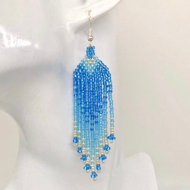 Blue & Silver Beaded Earrings