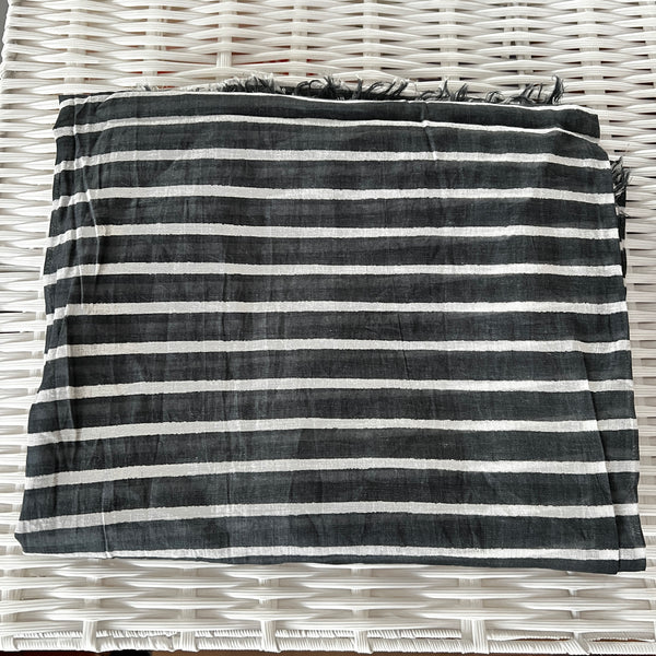 Dark Grey Breton Striped Scarf