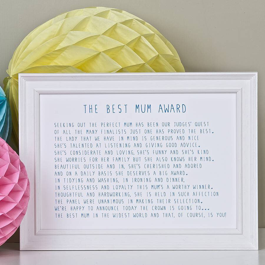 Best Mum Award Poem Print