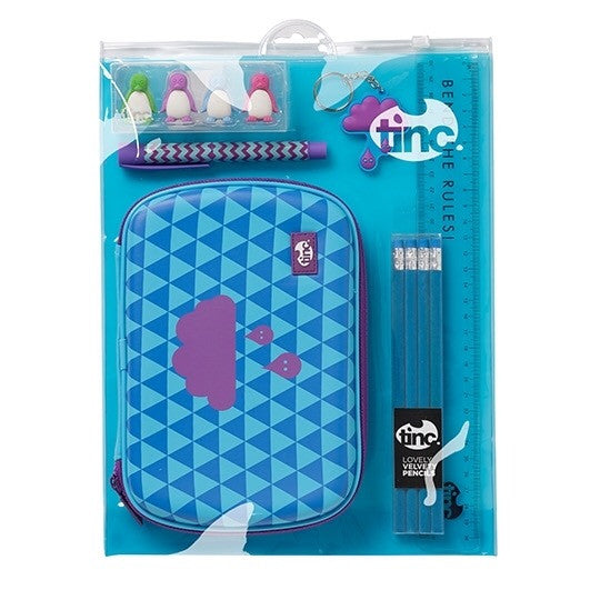 Blue Tinc Geometric School Stationery Set