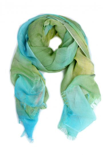 Blue Aqua & Green Flaxen Scarf