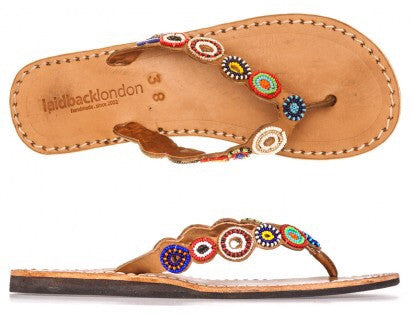 Tribal Mid Brown Flat Sandals