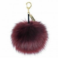 Burgundy Faux Fur Pom Pom Keyring