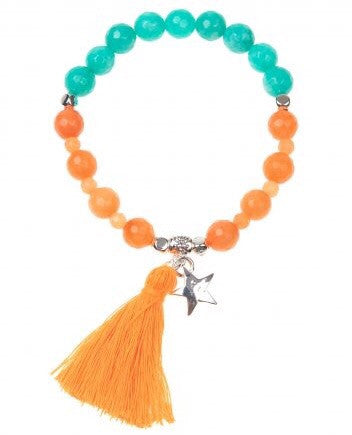 Orange Aqua Taffy Tassel Bracelet