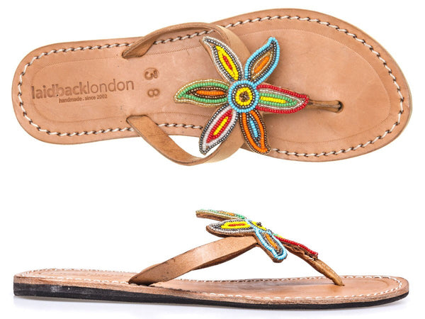 Sanaa Mid Brown Flat Sandals