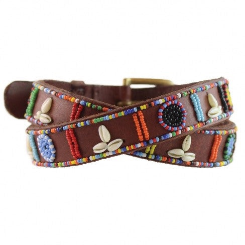 Multi Leather Beaded Shell Belt