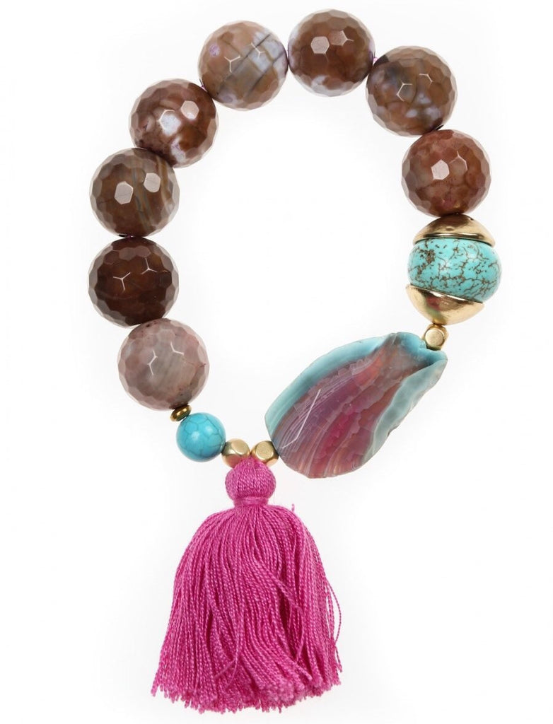 Pink Tassel Simone Stone Bracelet