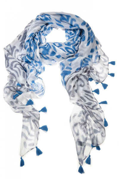 Blue Denim Darcey Tassel Scarf