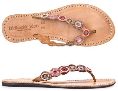 Pink Mix Mid Brown Peak Flat Sandals