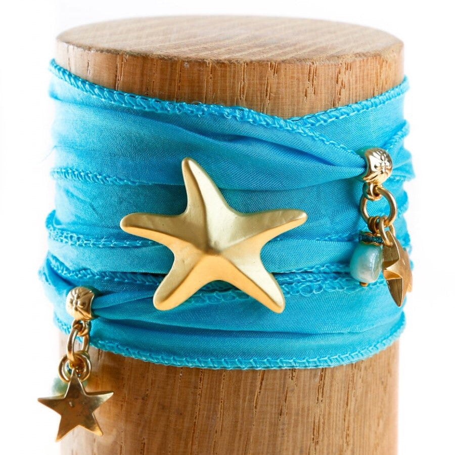 Blue Aqua Silky Star Bracelet