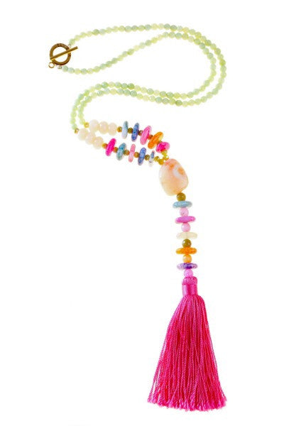 Pink Tassel Everely Necklace