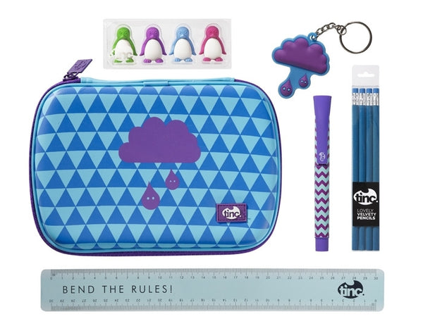 Blue Tinc Geometric School Stationery Set