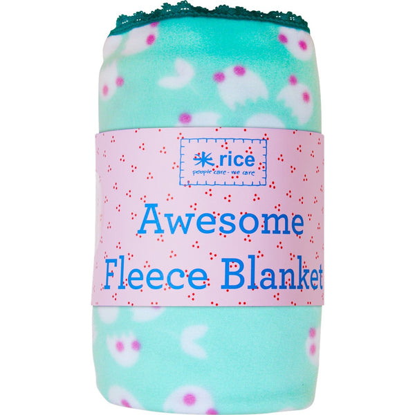 Aqua & White Winter Blossom Fleece Blanket