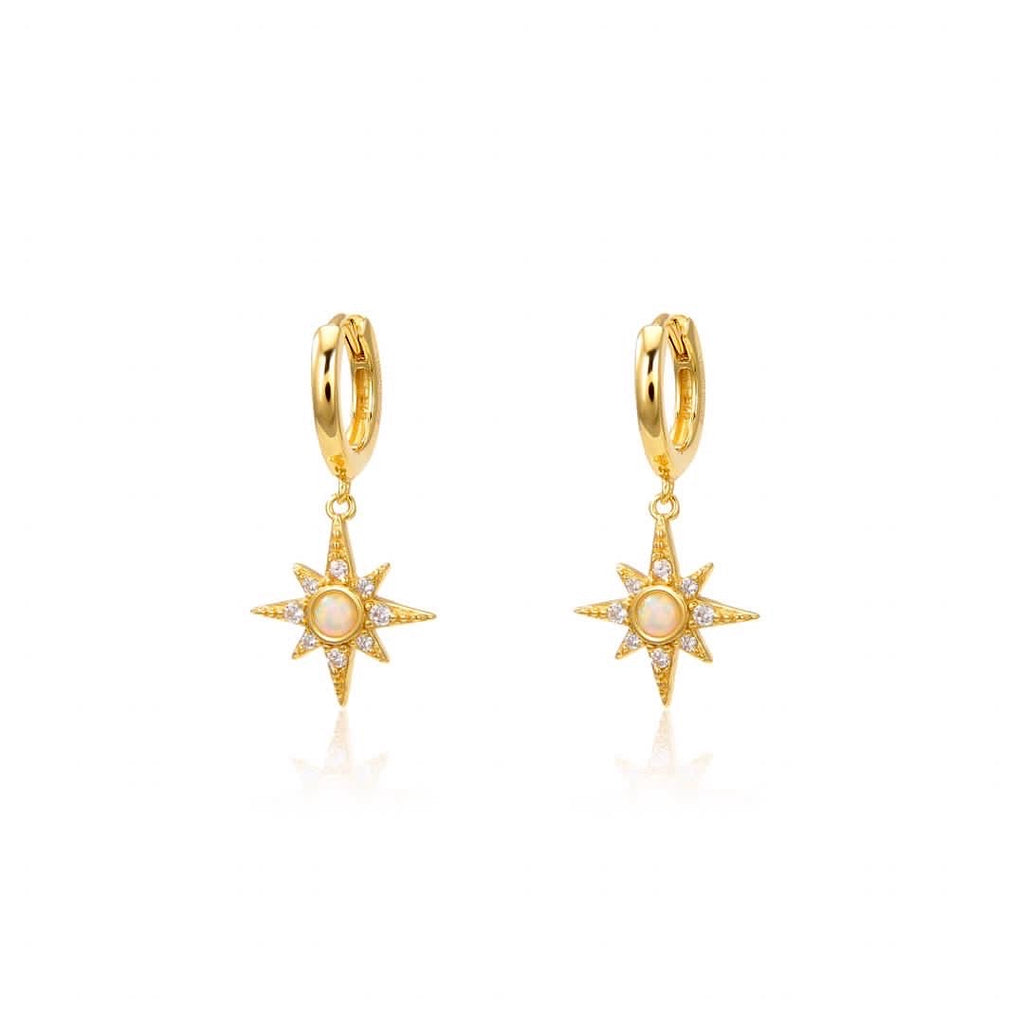 Gold Valhalla Opal Huggies Earrings