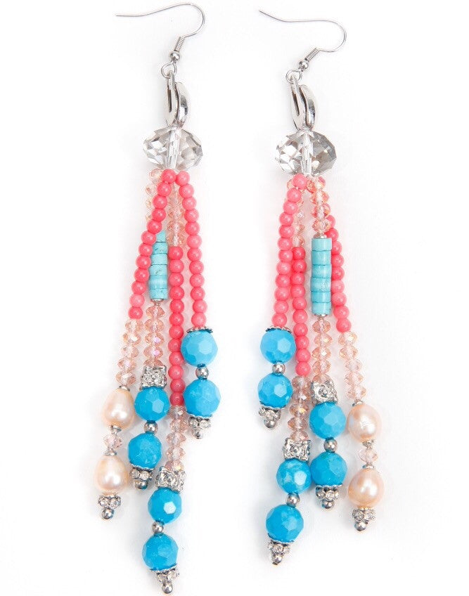 Blue Aqua/Coral Rio Earrings