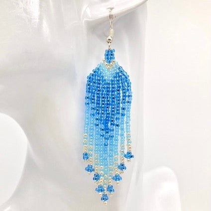 Blue & Silver Beaded Earrings