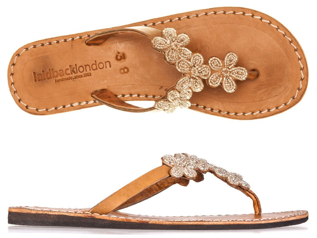 Robyn Mid Brown Silver Flat Sandals