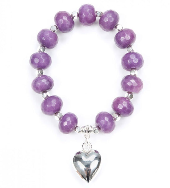 Purple Plum Carnation Heart Bracelet