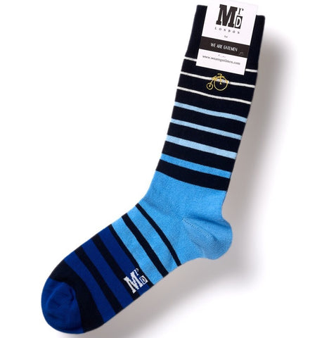 Graded Blue Fine Stripe Mens Socks