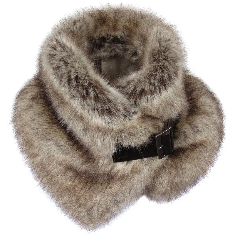 Truffle Faux Fur Buckle Collar