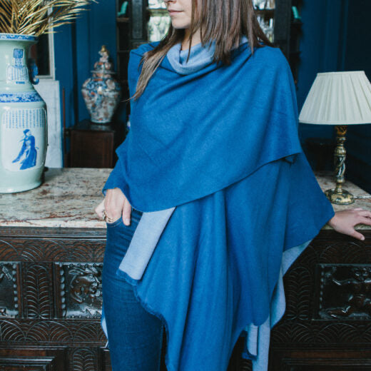 Cadet Blue & Powder Blue Reversible Tess Wrap