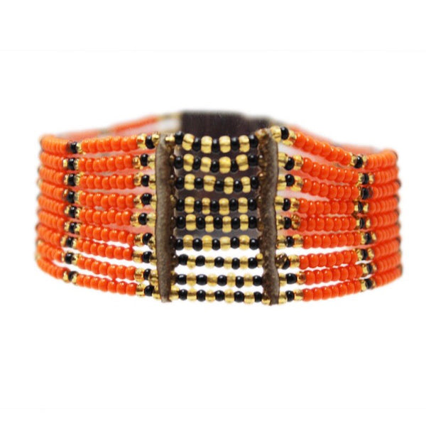 Orange Kitui Beaded Maasai Bracelet