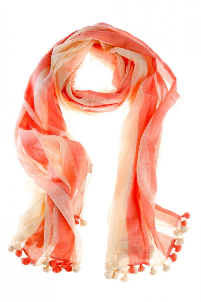 Peach Lucille Pom Pom Scarf