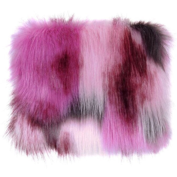 Pink Impressionist Faux Fur Coin Purse