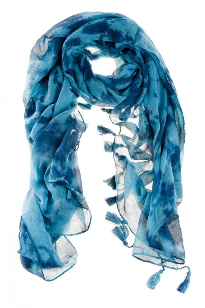 Blue Brighton Tassel Scarf