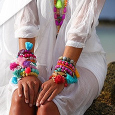 Aqua & Hot Pink Anna Tassel Bracelet