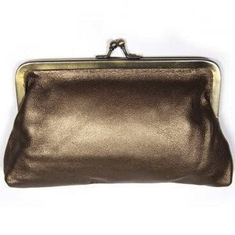 Copper Leather Clutch Bag