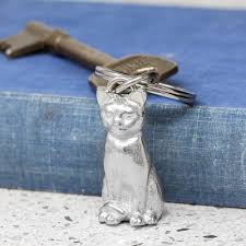Cat Pewter Keyring