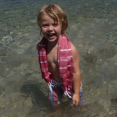 Kids Red Cotton Hammamas Towel