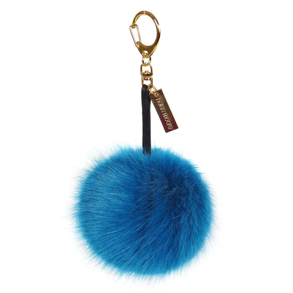 Kingfisher Faux Fur Pom Pom Keyring