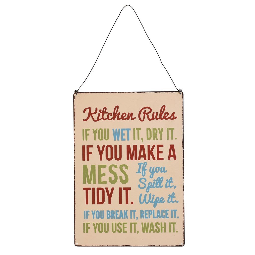 Kitchen Rules Hanging Metal Sign