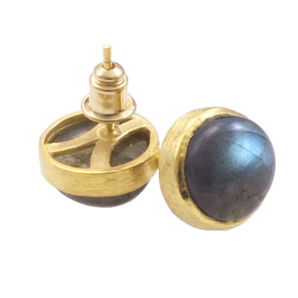 Labradorite Cabochon Stud Earrings