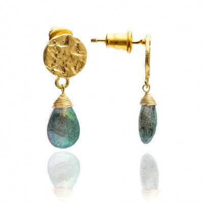 Gold Plated Labradorite Drop Earrings