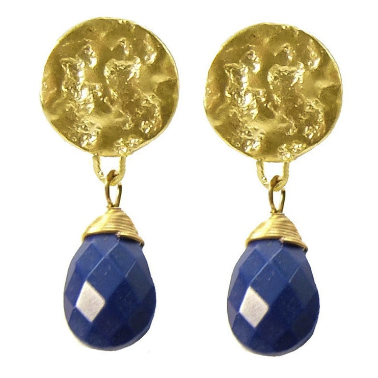 Azuni London Disc Earrings with Lapis Lazuli